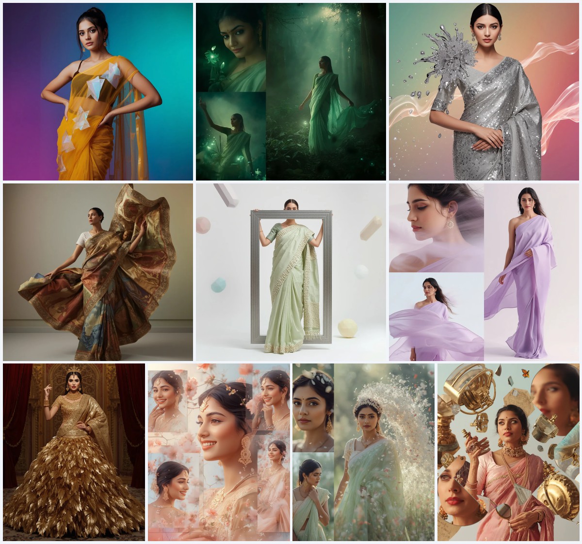 Best 10 Beach Saree AI Prompts for Breezy Coastal Fashion Photography | prompt for saree look for girl in english