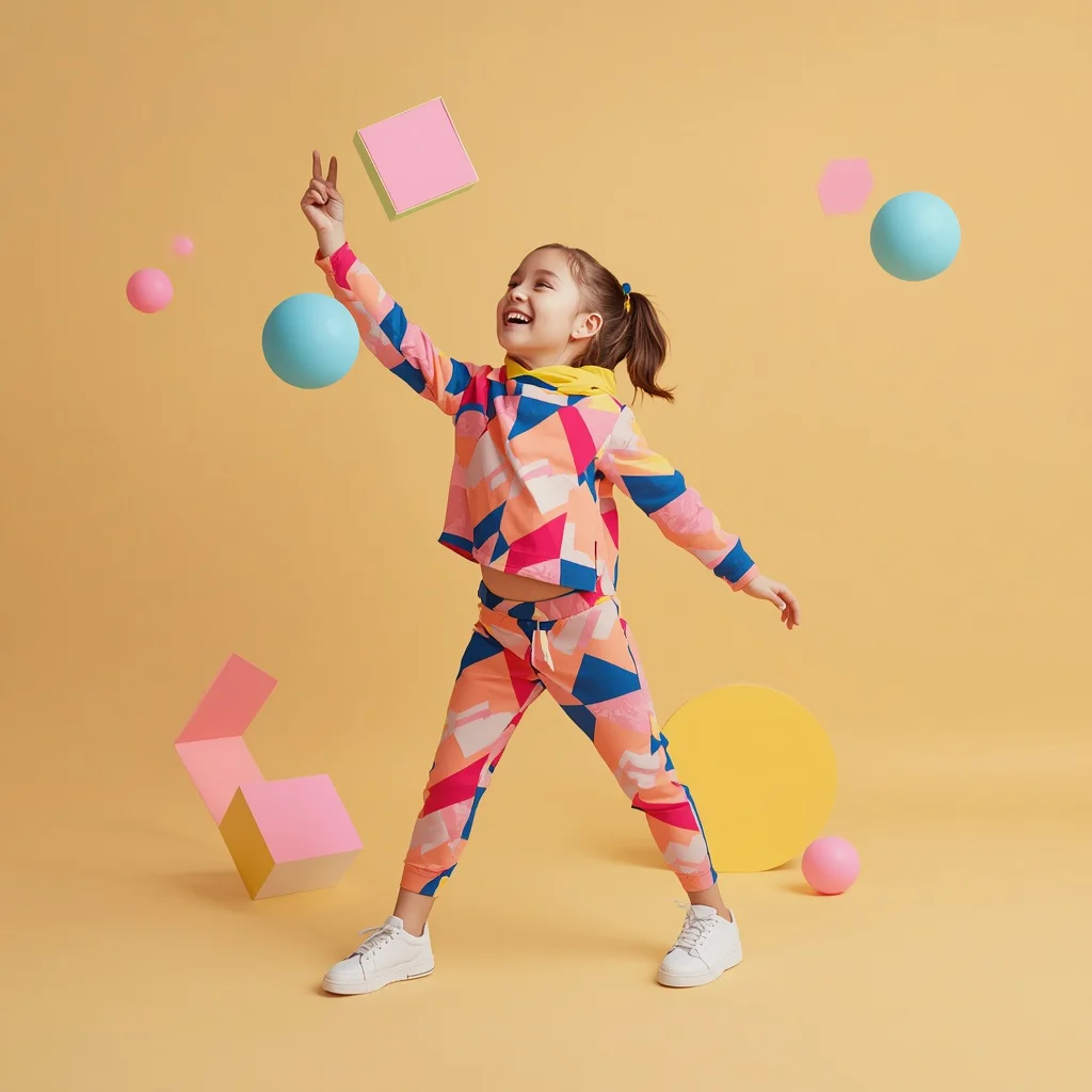 Cute Girl in a Playful Abstract Geometric Fun | gemini girl photo prompt indian style instagram — AI image prompt