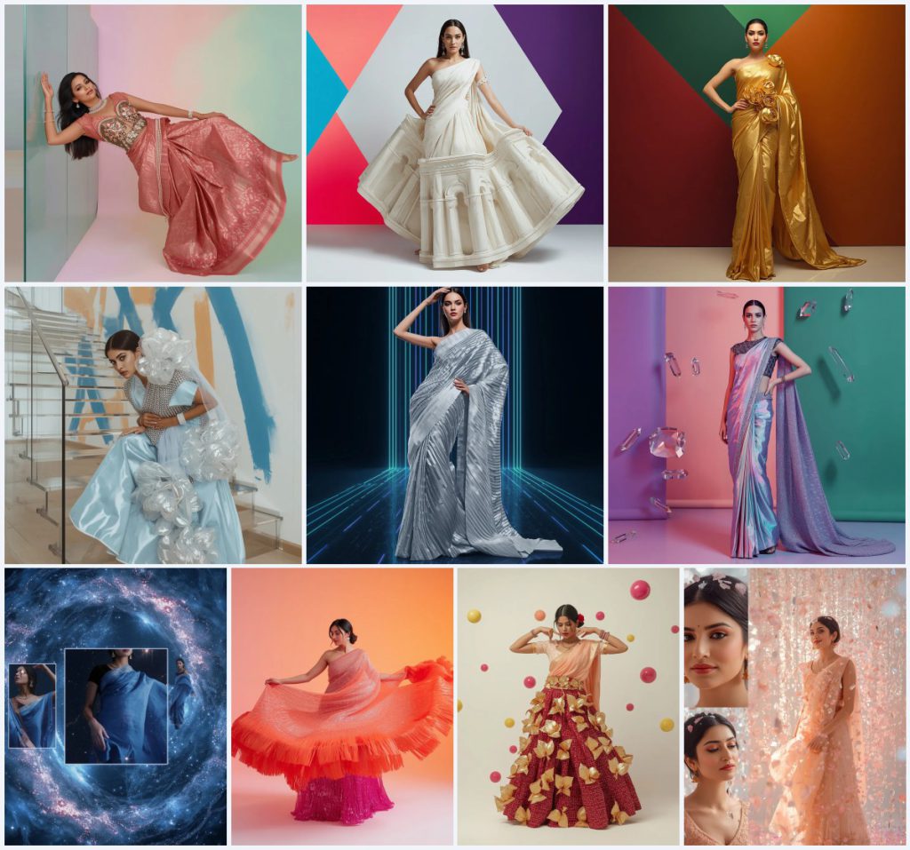 Top 10 Elegant Blue Saree AI Image Prompts for Sophisticated Fashion Portraits | saree prompt for women pdf