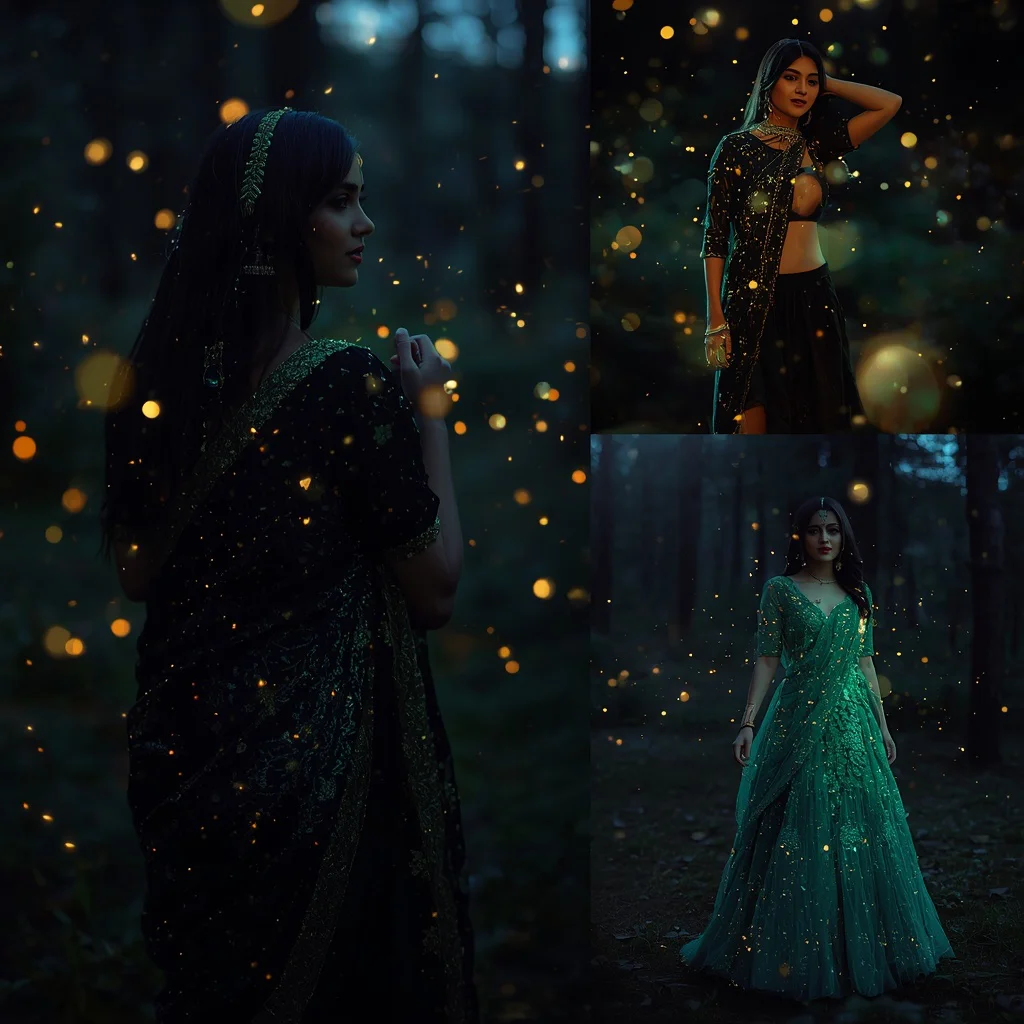 A Firefly Glow Collage: Magical Luminous Evening — AI image prompt