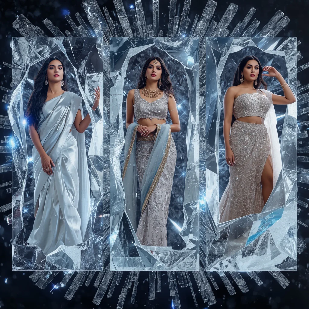 A Shattered Ice Collage: Fragmented Beauty with Crystalline Edges — AI image prompt