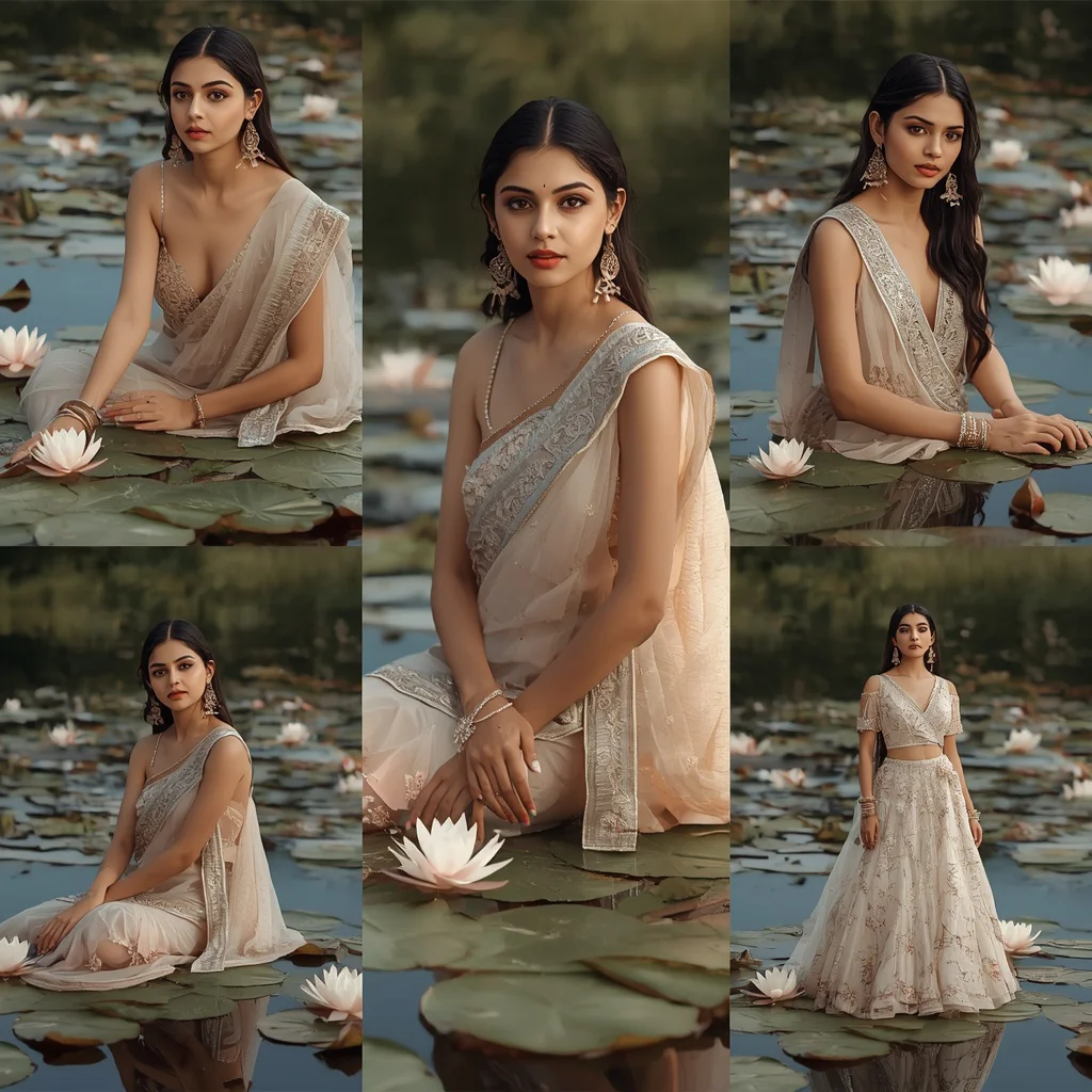 A Water Lily Pond Collage: Serene Aquatic Floral Beauty — AI image prompt