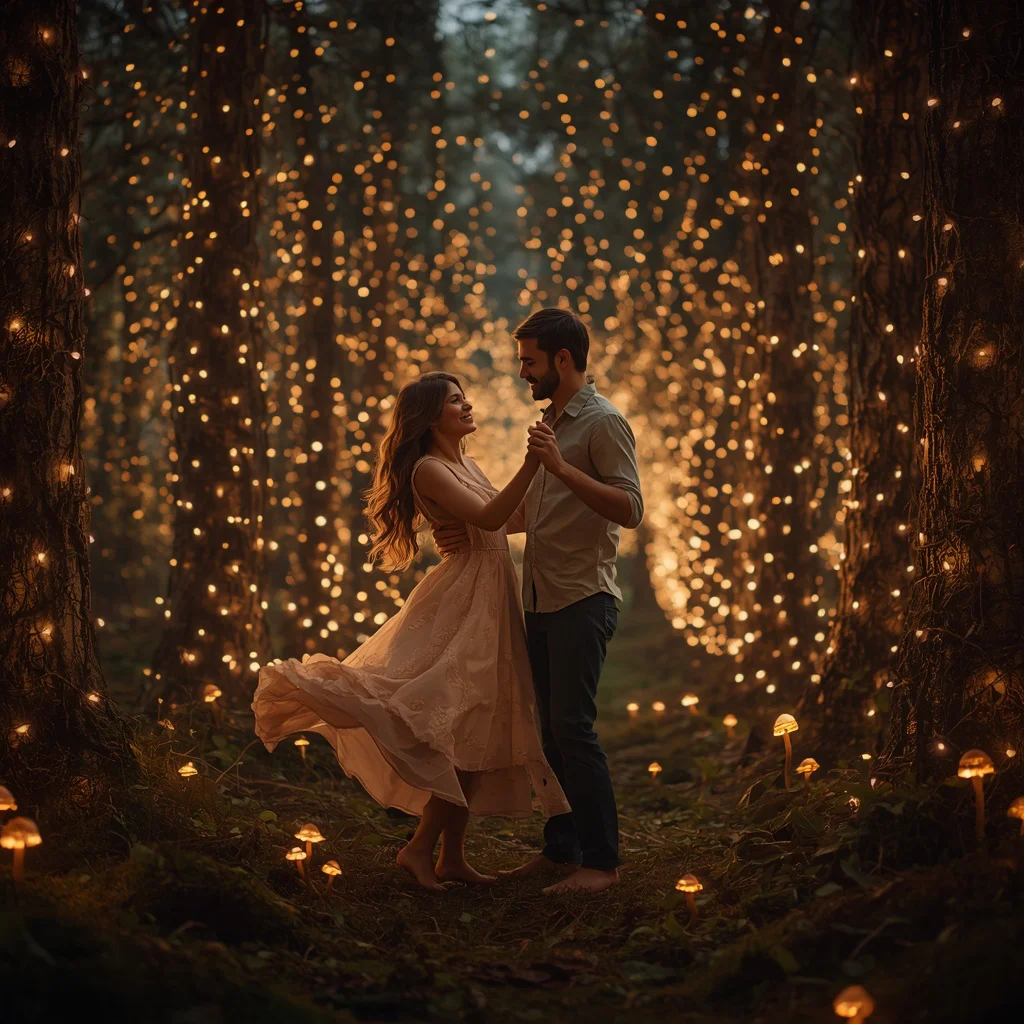 Couple's Enchanted Forest Dance under Fairy Lights — AI image prompt