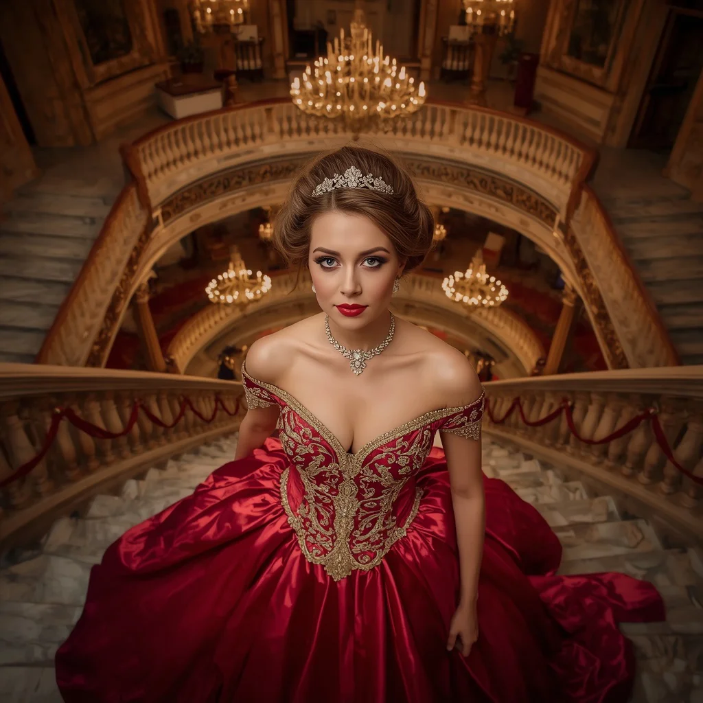 Regal Ball Gown at a Historic Opera House — AI image prompt